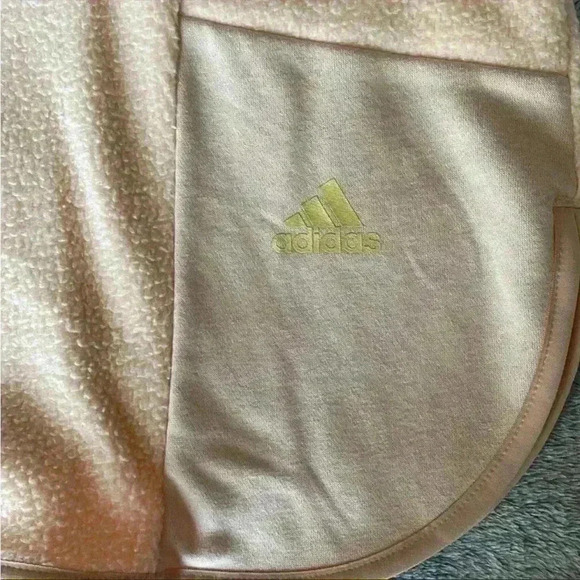 adidas Essentials Golden Logo Fleece Hoodie in Halo Blush Size 2X NWT - Picture 6 of 12